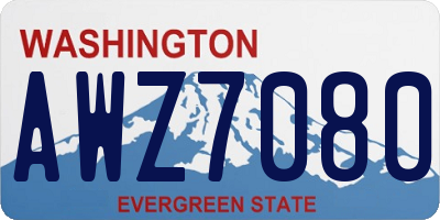 WA license plate AWZ7080