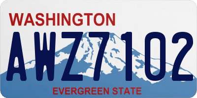 WA license plate AWZ7102