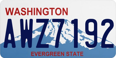 WA license plate AWZ7192