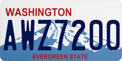 WA license plate AWZ7200
