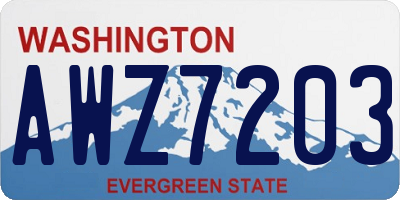 WA license plate AWZ7203