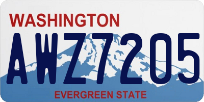 WA license plate AWZ7205