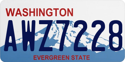 WA license plate AWZ7228