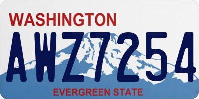WA license plate AWZ7254