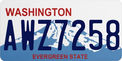 WA license plate AWZ7258