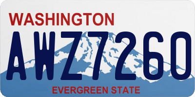 WA license plate AWZ7260