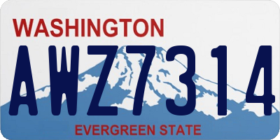 WA license plate AWZ7314