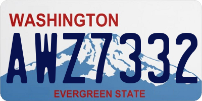 WA license plate AWZ7332