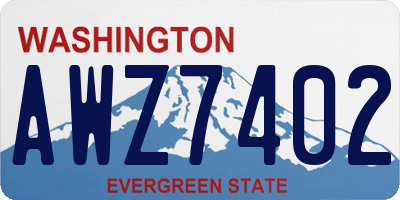 WA license plate AWZ7402