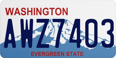 WA license plate AWZ7403