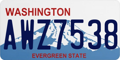WA license plate AWZ7538