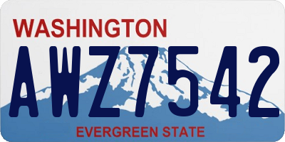 WA license plate AWZ7542
