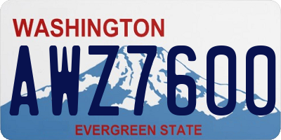 WA license plate AWZ7600