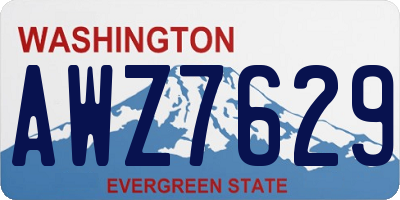 WA license plate AWZ7629