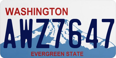 WA license plate AWZ7647