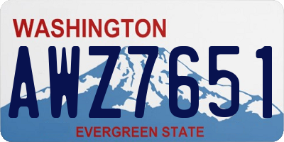 WA license plate AWZ7651