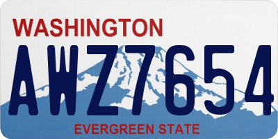 WA license plate AWZ7654