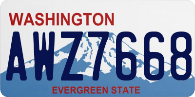 WA license plate AWZ7668