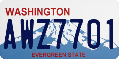 WA license plate AWZ7701