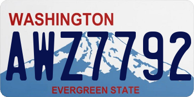 WA license plate AWZ7792