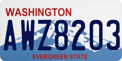 WA license plate AWZ8203