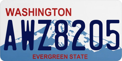 WA license plate AWZ8205
