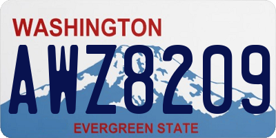 WA license plate AWZ8209