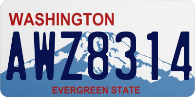 WA license plate AWZ8314