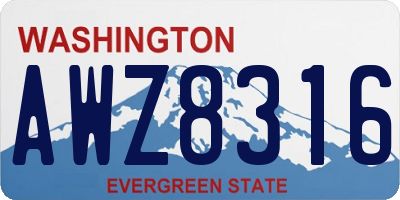 WA license plate AWZ8316