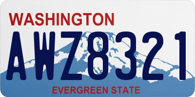 WA license plate AWZ8321
