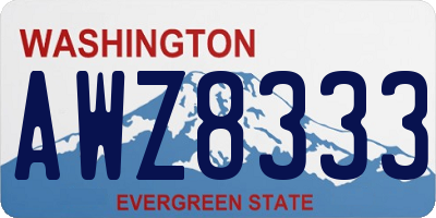 WA license plate AWZ8333