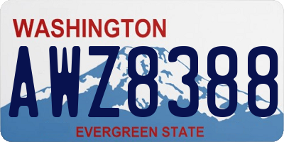 WA license plate AWZ8388