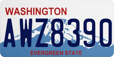 WA license plate AWZ8390