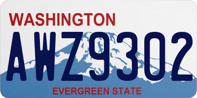 WA license plate AWZ9302