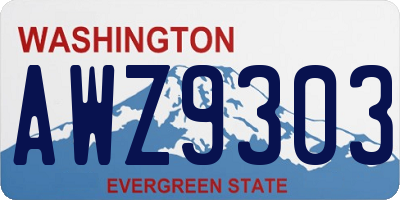 WA license plate AWZ9303