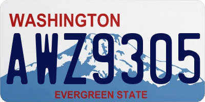 WA license plate AWZ9305