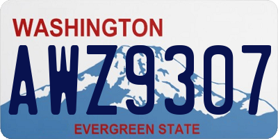 WA license plate AWZ9307