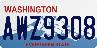 WA license plate AWZ9308