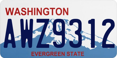 WA license plate AWZ9312