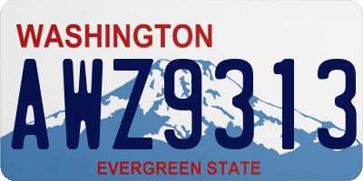 WA license plate AWZ9313
