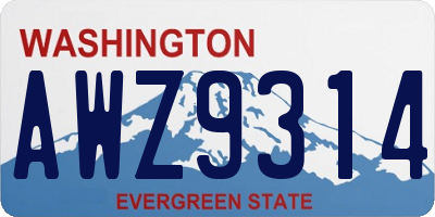 WA license plate AWZ9314