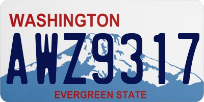 WA license plate AWZ9317