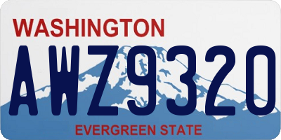 WA license plate AWZ9320