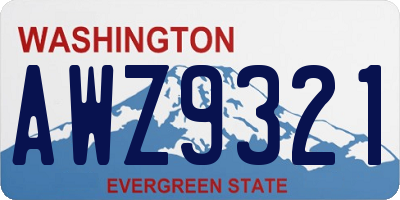 WA license plate AWZ9321