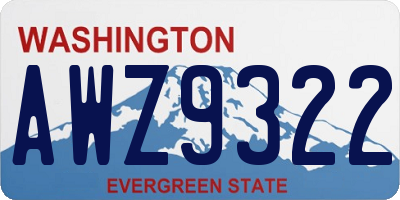 WA license plate AWZ9322