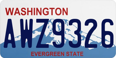 WA license plate AWZ9326