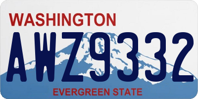 WA license plate AWZ9332