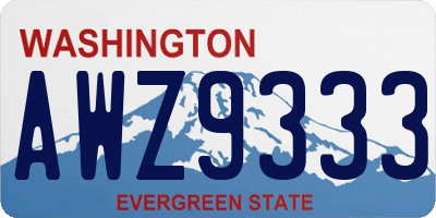 WA license plate AWZ9333