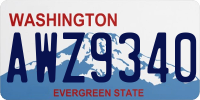 WA license plate AWZ9340