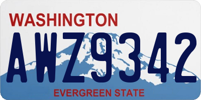 WA license plate AWZ9342